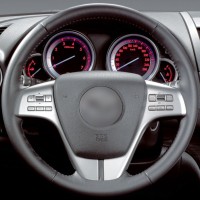 Оплетка на руль из натуральной кожи Mazda 6-II (GH) 2007-2009 г.в. (для замены штатной кожи, черная)