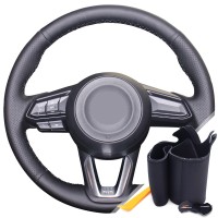 Оплетка на руль из «Premium» экокожи Mazda CX-9 2016-2019 г. в. (для руля без штатной кожи, черная)